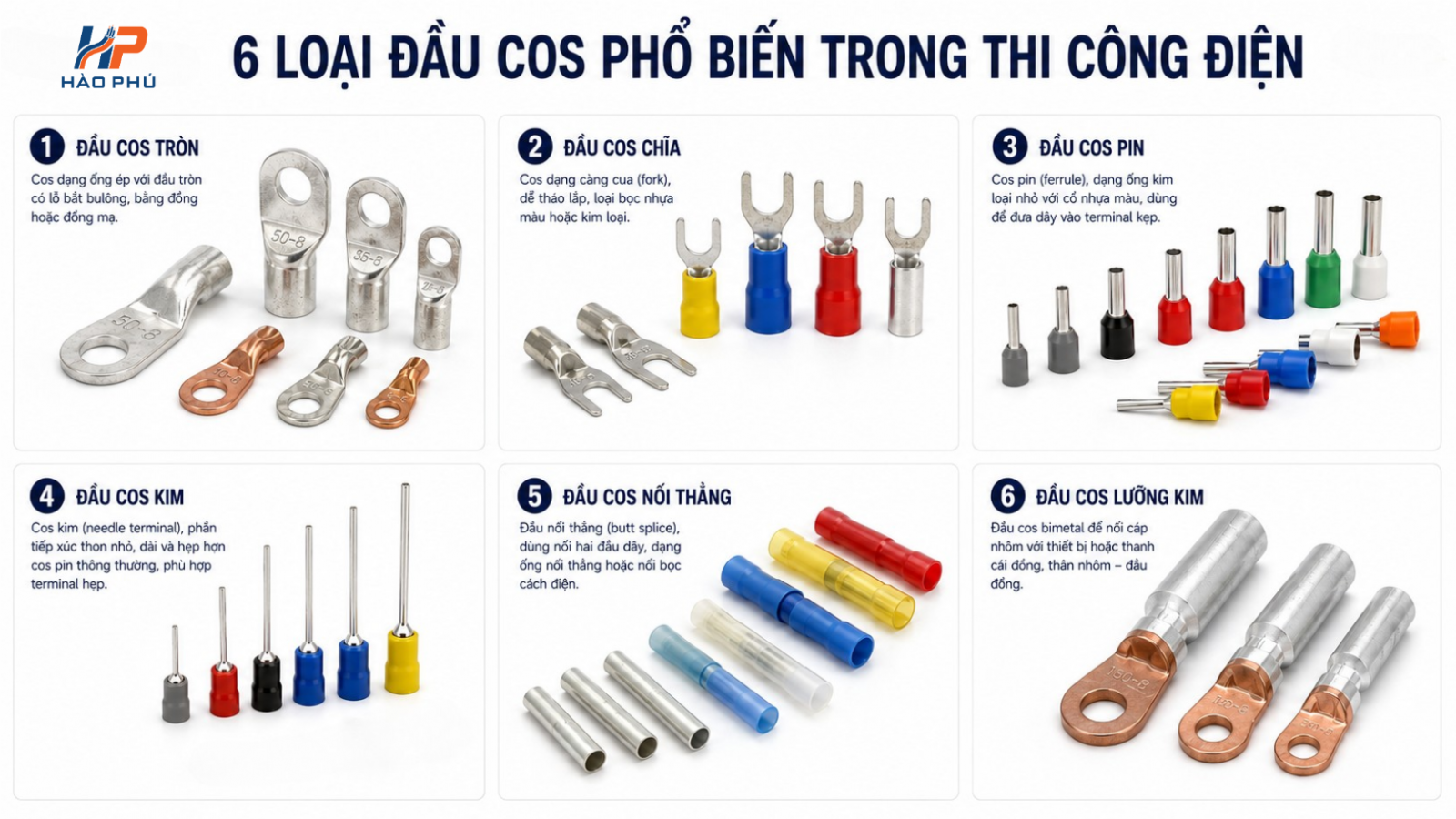 Các loại đầu cosse phổ biến trong thi công Các loại đầu cosse phổ biến trong thi công điện và tủ điện