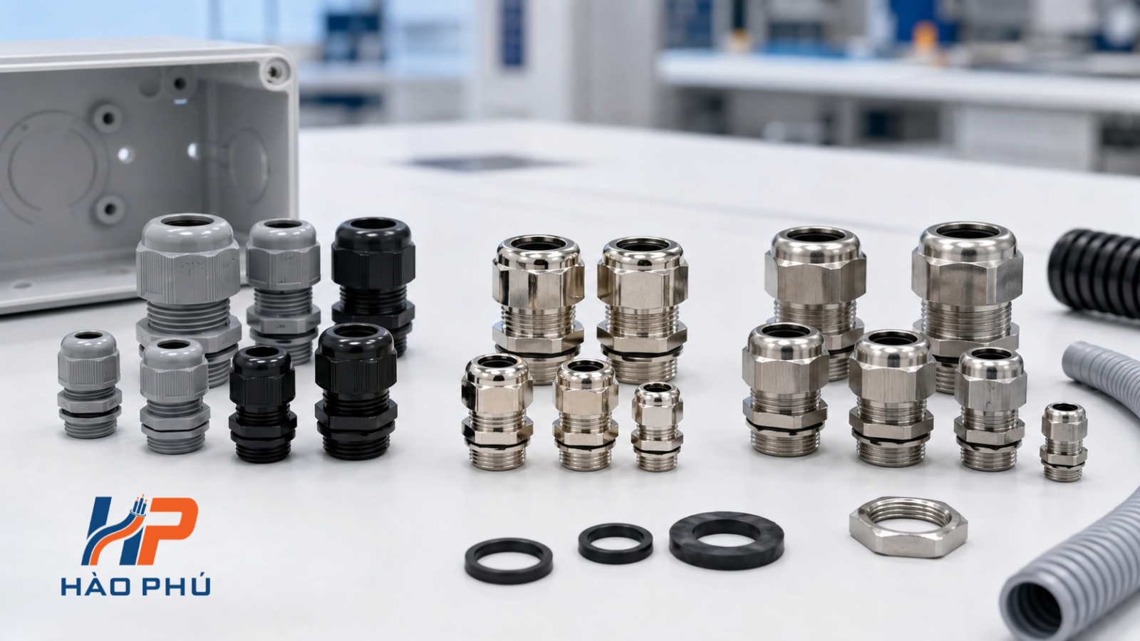 Các loại vật liệu cable gland gồm nhựa đồng mạ nickel và inox