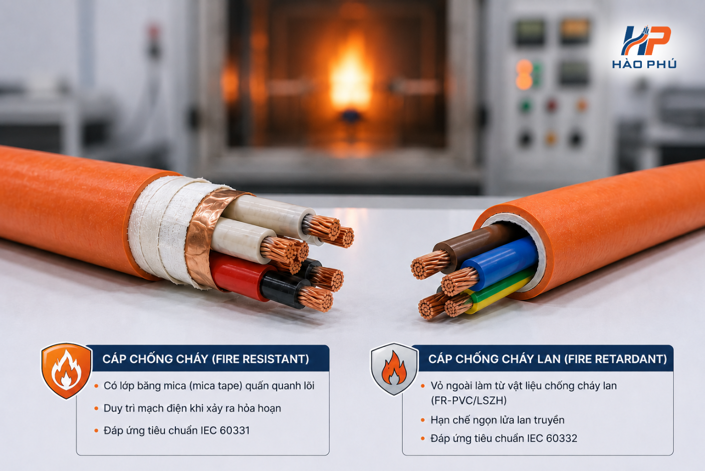 Cáp chống cháy và cáp chống cháy lan khác nhau thế nào Cáp chống cháy và cáp chống cháy lan khác nhau về duy trì mạch và hạn chế cháy lan