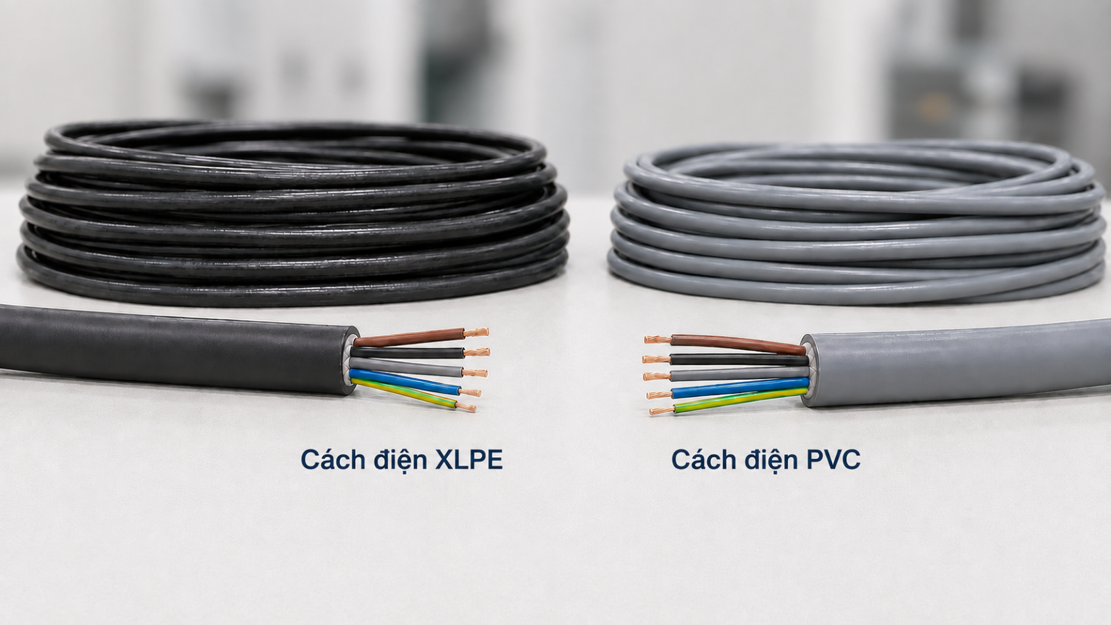 Cáp XLPE và cáp PVC khác nhau thế nào So sánh cáp XLPE và cáp PVC về khả năng chịu nhiệt dòng tải độ mềm và ứng dụng