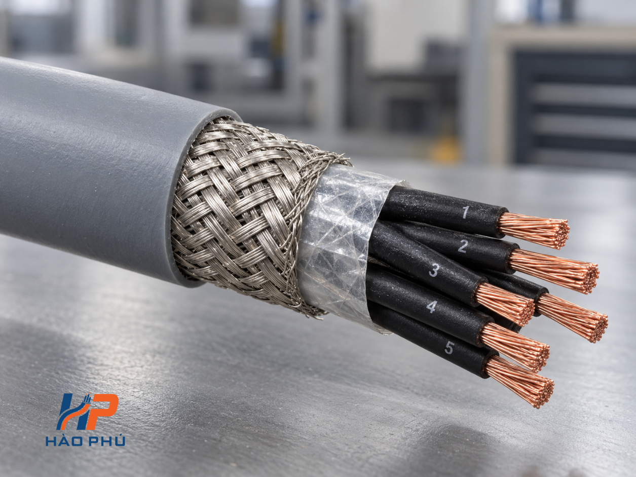 Cấu tạo lớp shield chống nhiễu của cáp điều khiển YSLCY