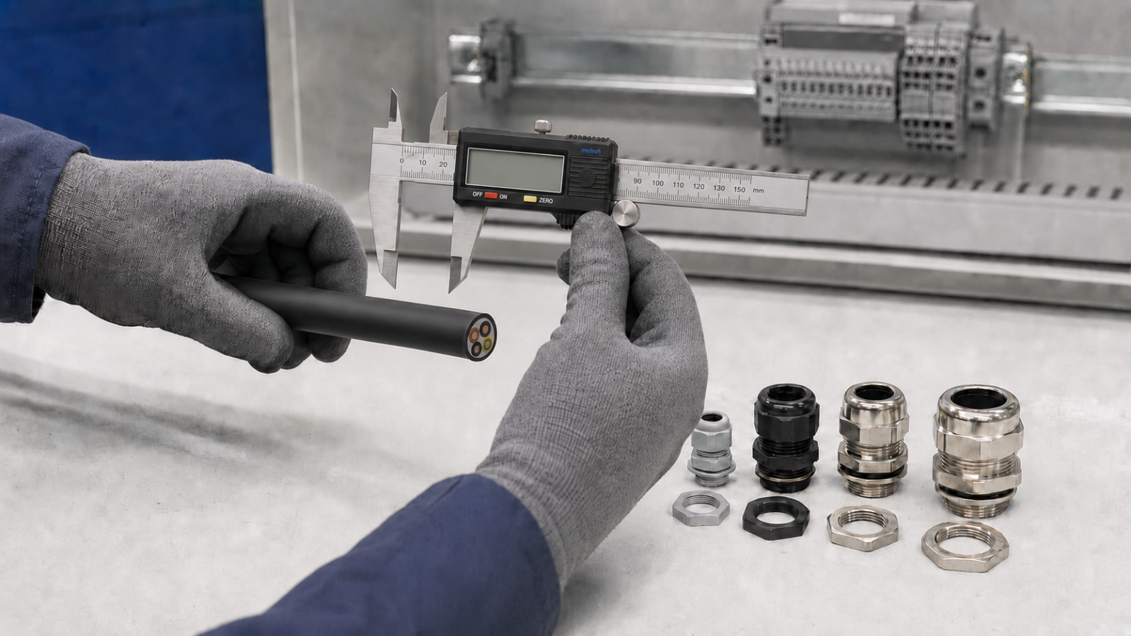 Chọn cable gland theo đường kính ngoài của cáp bằng thước cặp kỹ thuật
