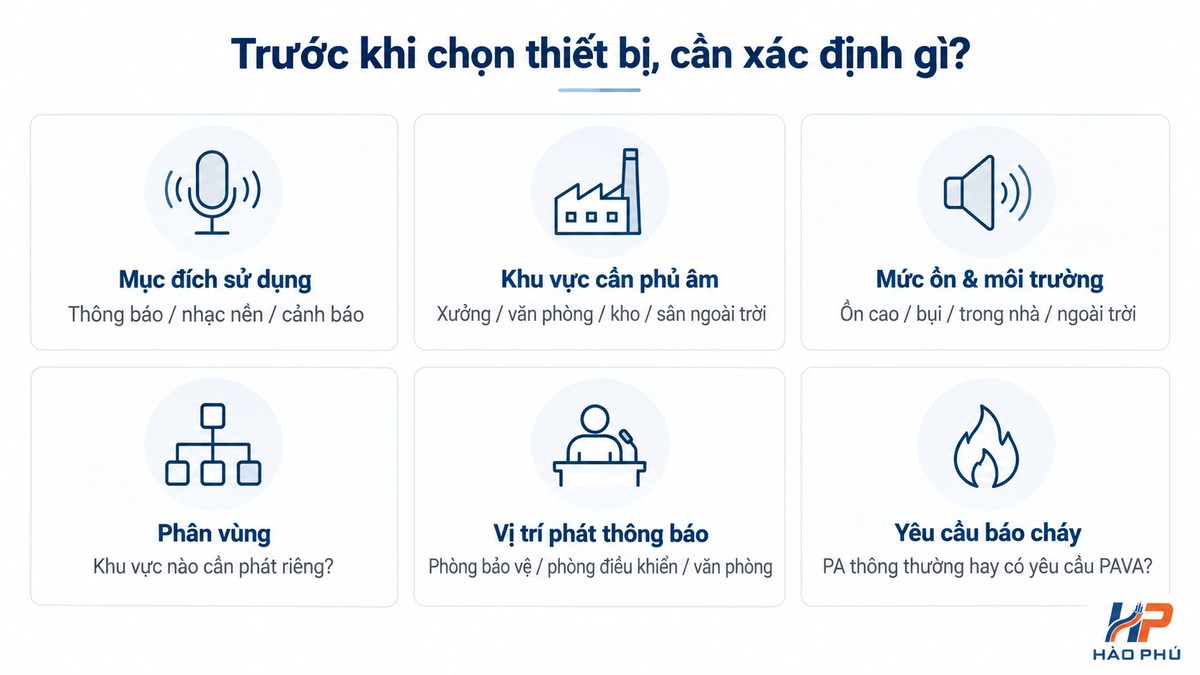 Thông tin cần xác định trước khi chọn hệ thống PA PAVA nhà xưởng