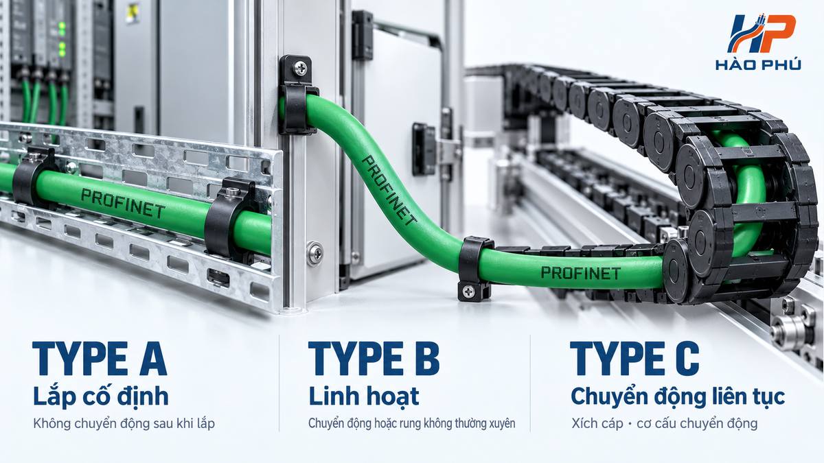 So sánh PROFINET Type A Type B và Type C theo điều kiện lắp đặt