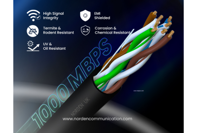 Cáp mạng Cat6 U/UTP ngoài trời 113-2000I104BK – Chống hóa chất, chống dầu, chống nước, bền bỉ cho mọi hệ thống